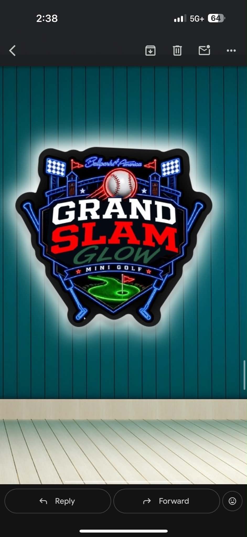 Grand Slam Glow Mini Golf illuminated sign Branson MO