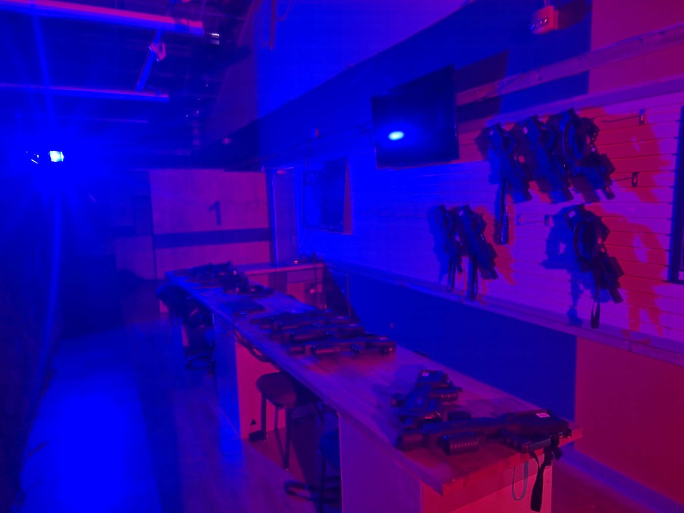 Laser tag gear room Operation Outbreak Branson