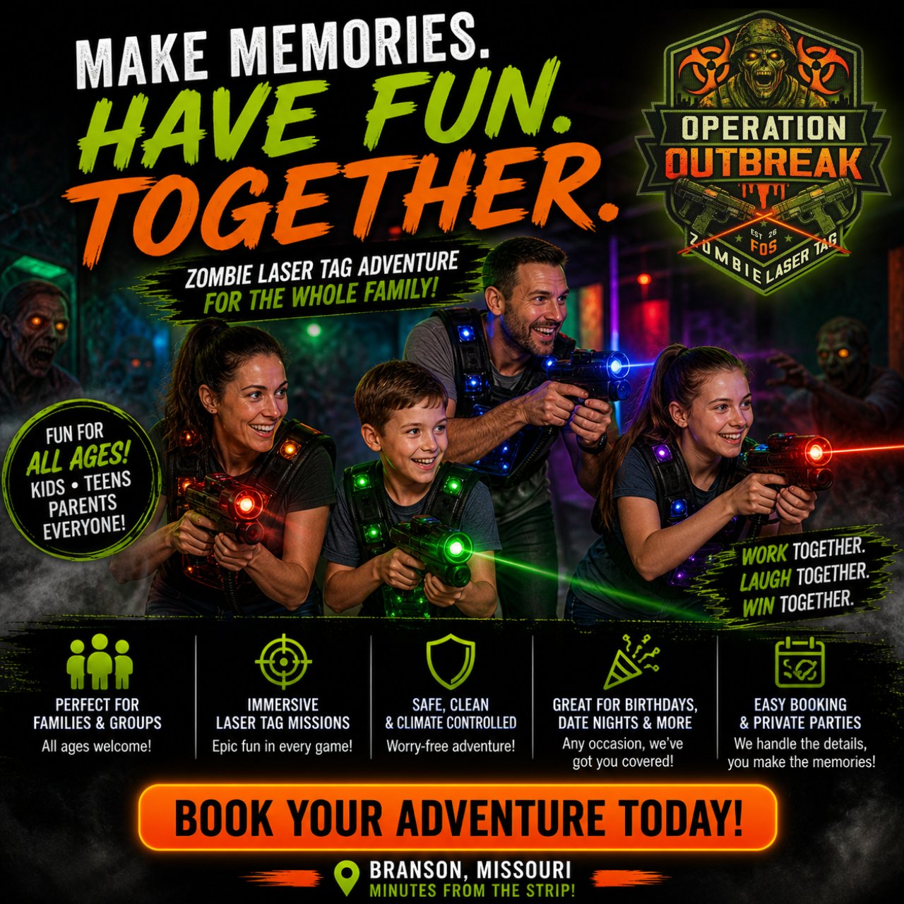 Operation Outbreak Zombie Laser Tag — Make Memories Together in Branson MO